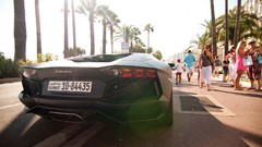Summer urban lamborghini aventador lp700-4 black cars pictorial