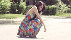 Summer woman day sitting outdoors