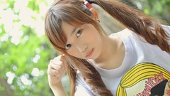 Summer woman hello asians brunettes pigtails
