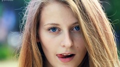 Summer woman lips young faces tongue long hair open mouth 