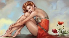 Summer woman redheads digital art