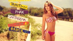 Summer woman retro Brazil blondes sunlight Melissa Giraldo