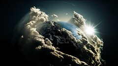 sun artwork Photo manipulation planet Earth clouds abstract