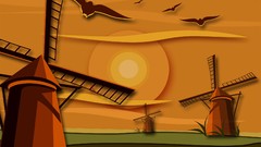 Sun Birds windmills multicolor vectors