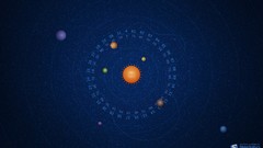 Sun blue background solar system circles Calendar planets 