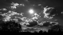 Sun clouds black and white skyscapes