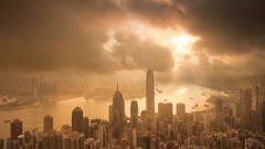 Sun clouds Hong Kong cityscapes city skyline