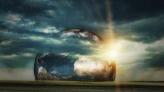 Sun clouds rain Earth planets fields skies skyscapes