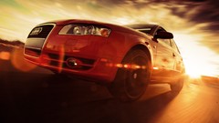 Sun clouds red Audi cars sunny blurred shadows vehicles b7 