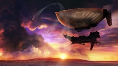 Sun clouds steampunk science fiction