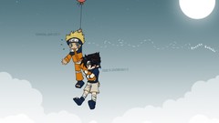 Sun clouds text Hearts Balloons Chibi uchiha sasuke uzumaki 