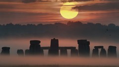 Sun dawn Stonehenge Culture mist scenic
