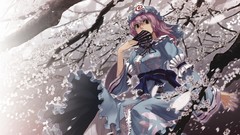 Sun dress hats fans touhou cherry blossoms saigyouji yuyuko 