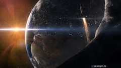 Sun Earth planets spaceships outer space sci-fi