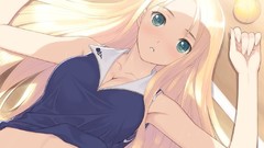 Sun eyes blondes anime girls green eyes