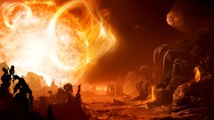 Sun fantasy art fictional landscapes