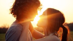 Sun kissing couple sunlight