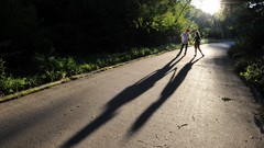 Sun love couple roads sunlight holding hands