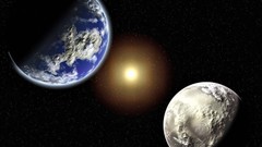 Sun moon Earth outer space digital art