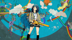 Sun multicolor blue hair