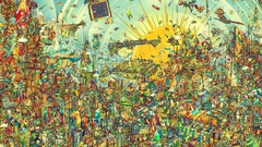 Sun multicolor buildings surreal