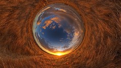 Sun panorama natural fields fisheye effect panorama circle