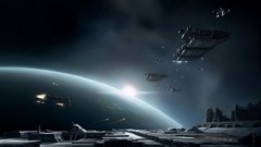 Sun planets sunlight spaceships science fiction outer space 