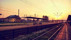 Sun railway station Station Poland Terminal wires sunlight 