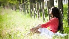 Sun red woman Korea Parks asians