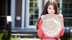 Sun red woman Korea Parks asians