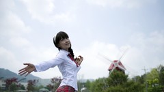 Sun red woman Korea Parks school asians