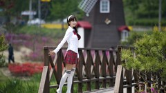 Sun red woman Korea Parks school asians