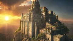 Sun rocks Castles cities fantasy art