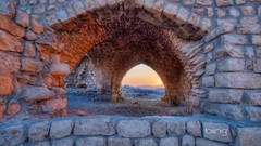Sun ruins arches bing stone buildings israel