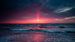 sun Sea water beach sunset horizon clouds sky sunlight