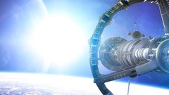 Sun spaceships outer space futuristic multiscreen