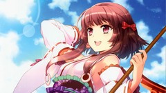 Sun stick smiling brown eyes brunettes skies pigtails detached 