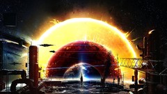 Sun Technology space station pipes spaceships science fiction 