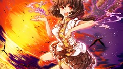Sun wings anime girls brunettes crows gull touhou shameimaru 