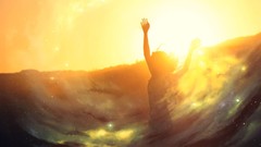 Sun woman waves sunlight