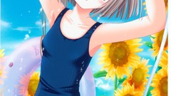 Sunflowers school swimsuits nekomimi