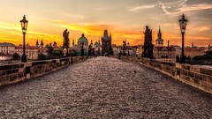 Sunrise Czech Republic Prague Europe Charles Bridge Bridges 