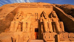 Sunrise Egypt statues Egyptian skyscapes ramses Abu Simbel 