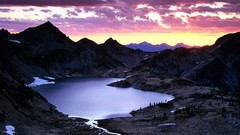 Sunrise Mountains ice lakes skies