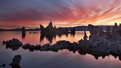 Sunrise nature dawn California lakes rock formations Mono Lake