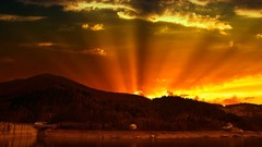 Sunrise nature grass sun Mountains HDR Photography