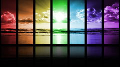 Sunrise ocean clouds mosaic