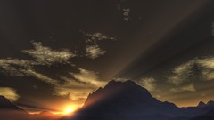 Sunrise Rays snow sun Mountains 3d 3D renders