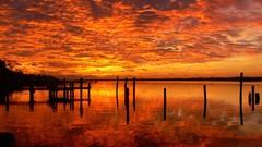 Sunrise reflections scarlet