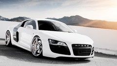 Sunrise sand Mountains white cars germany wheels audi r8 muscle 